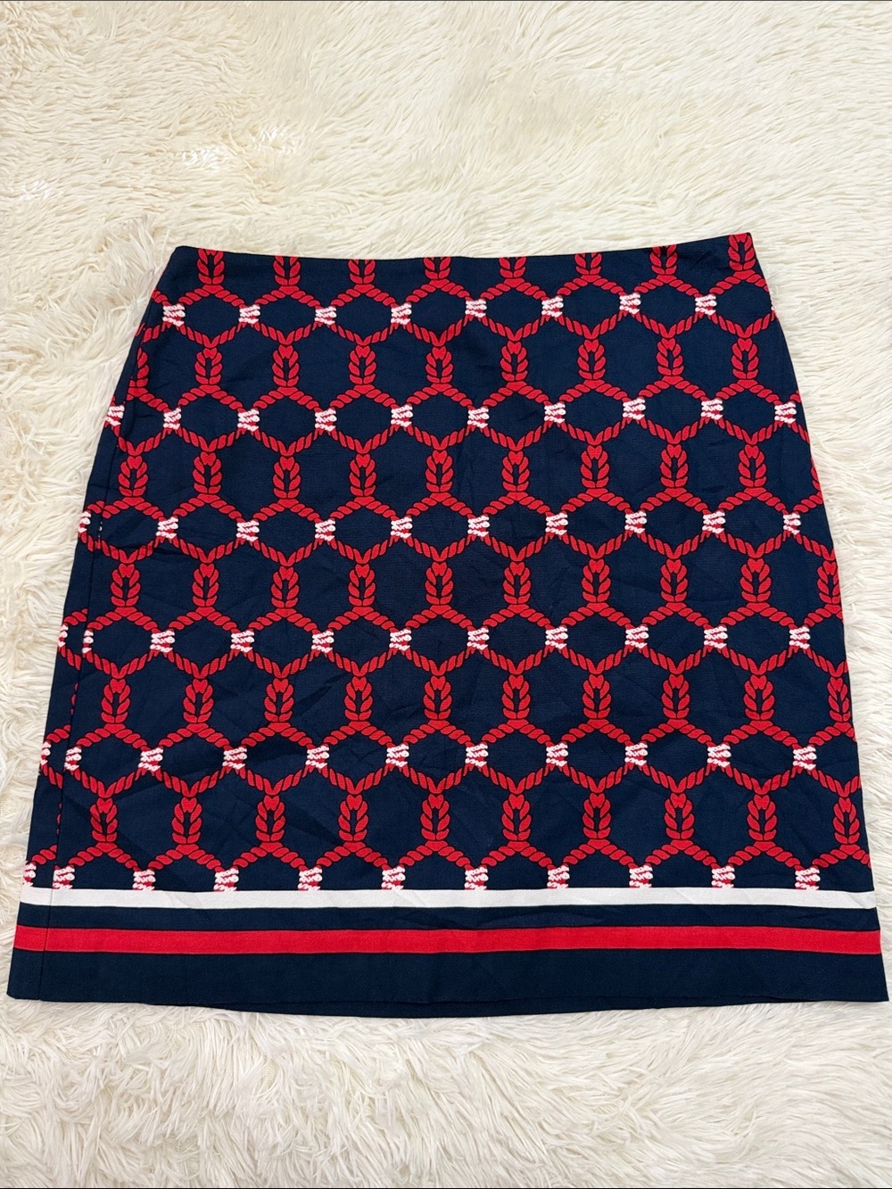Talbots Navy Skirt with Red Rope Pattern - Picture 2 of 5